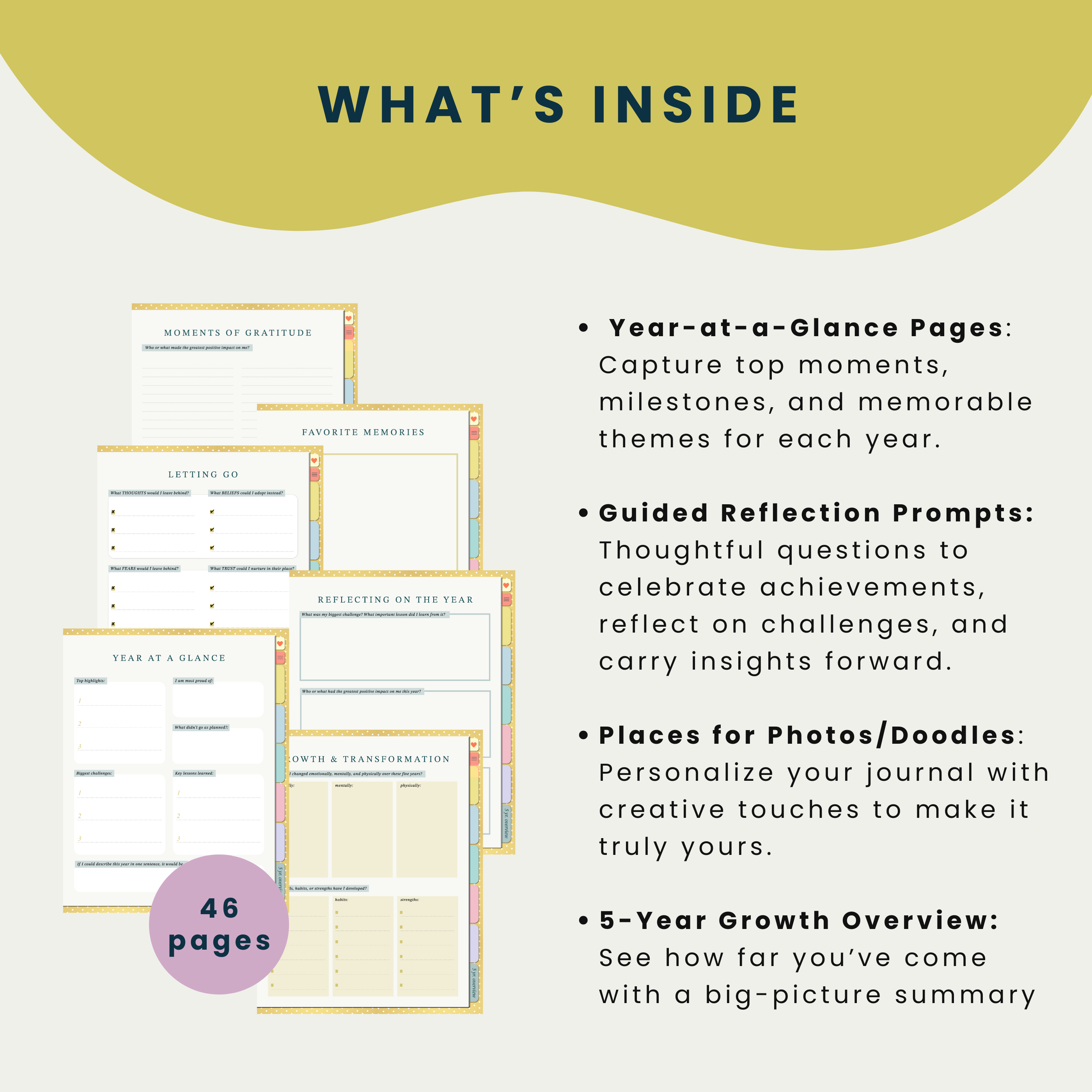 5-Year Reflection Journal | Yearly Review & Self-Reflection Planner 