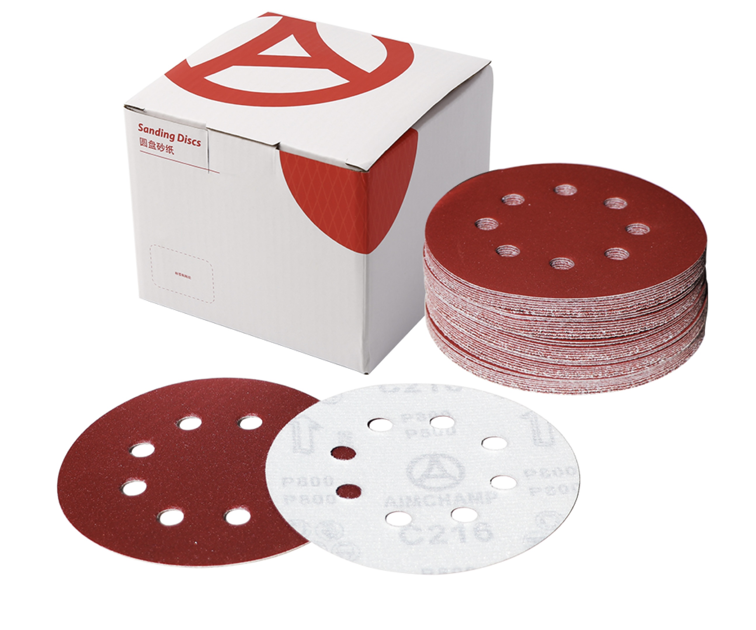 100Pcs Sandpaper Set, 5 inch 8 Holes Sanding Discs