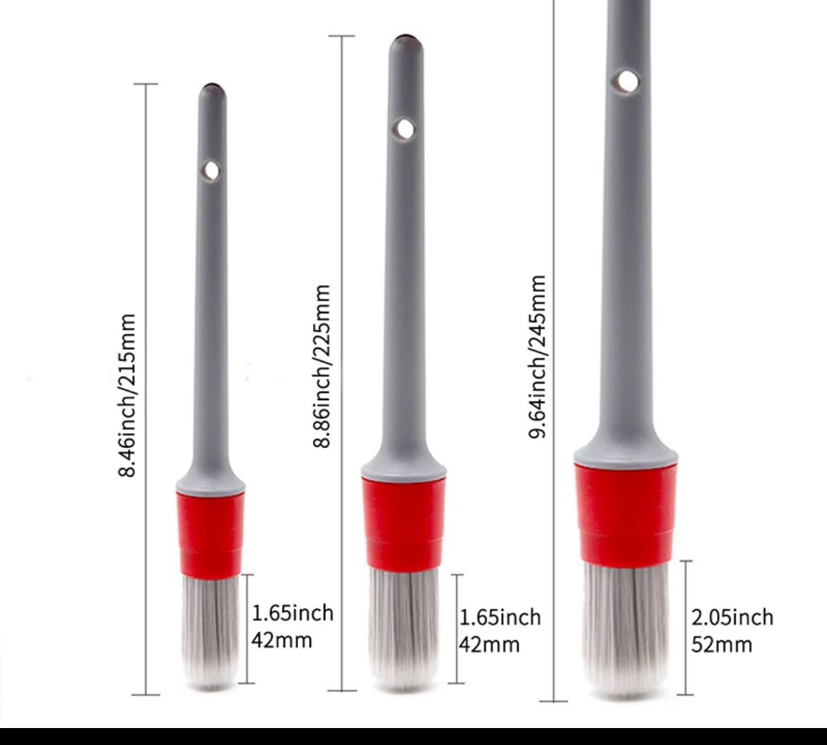 3Pcs Car Detailing Brush/ Soft Boar Hair Detail Brush
