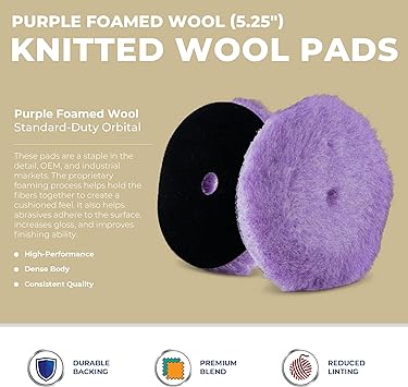  Purple Foam Wool Buffing and Polishing Pad  7 inch 