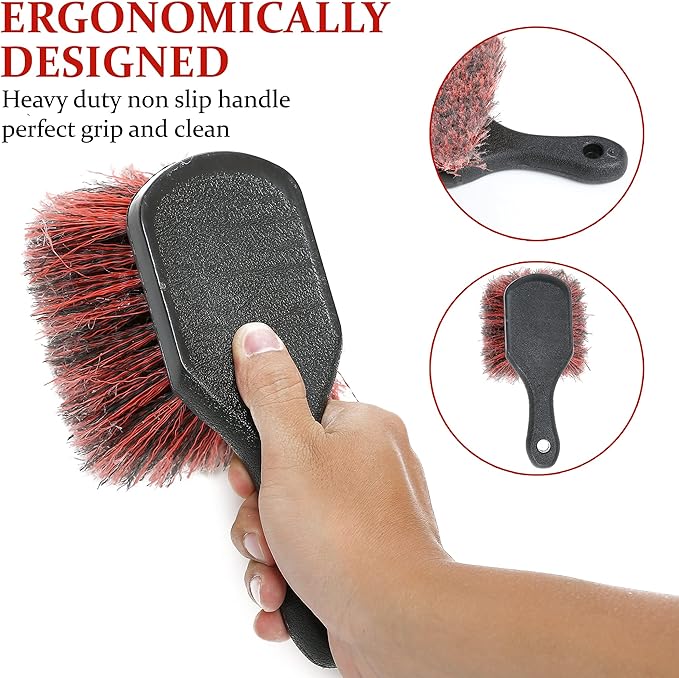 Wheel & Tire Brush, Soft Bristle Car Wash Brush, Cleans Dirty Tires