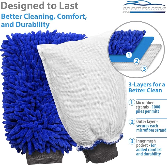Drive Car Wash Mitt & Works as Car Wash Sponge
