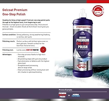 Menzerna Marine Gelcoat Premium One-Step Polish for Fiberglass Boats and RVs (1L) - Improved Formulation
