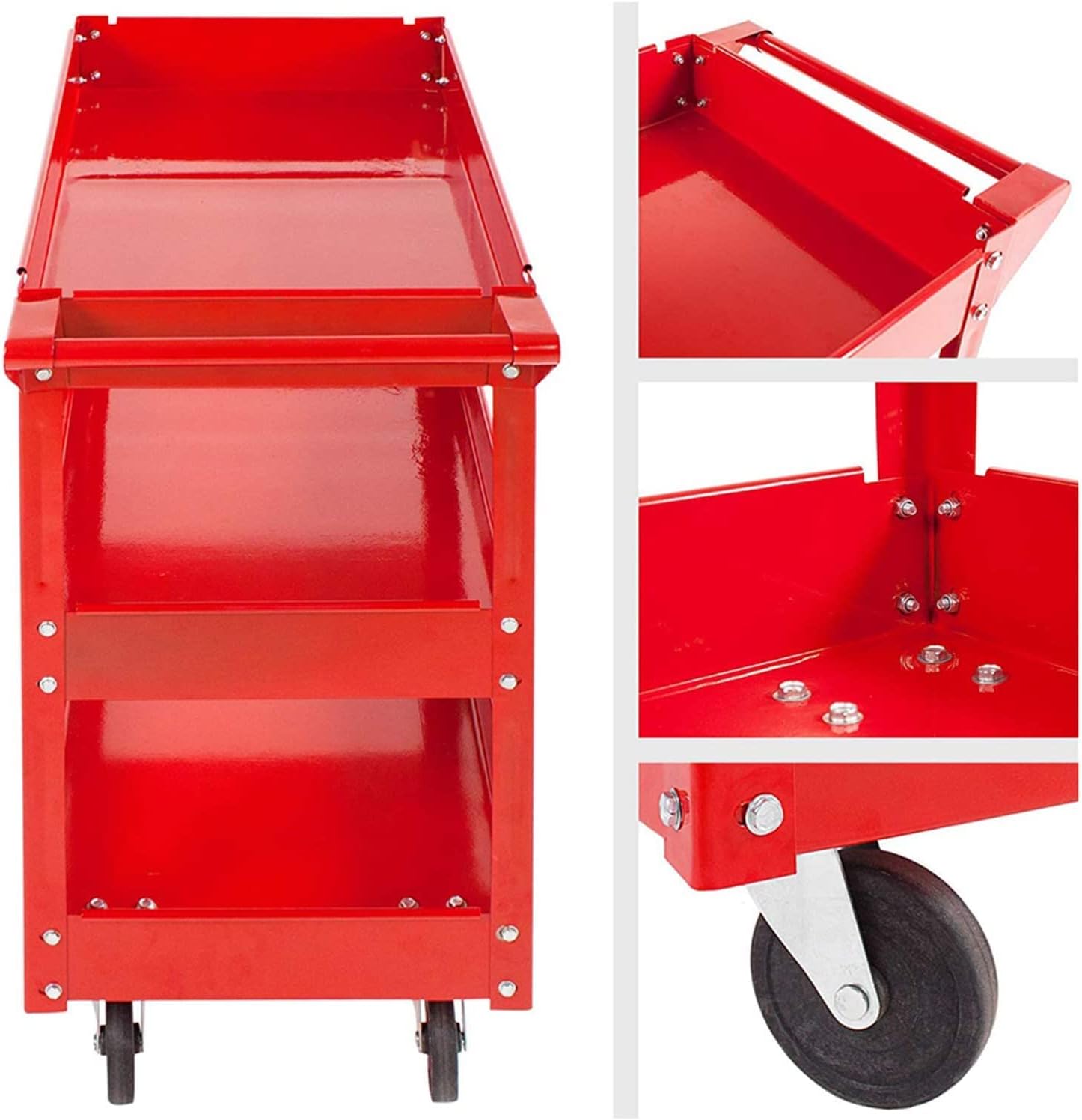 Prograde 3-Shelf Red Service Cart