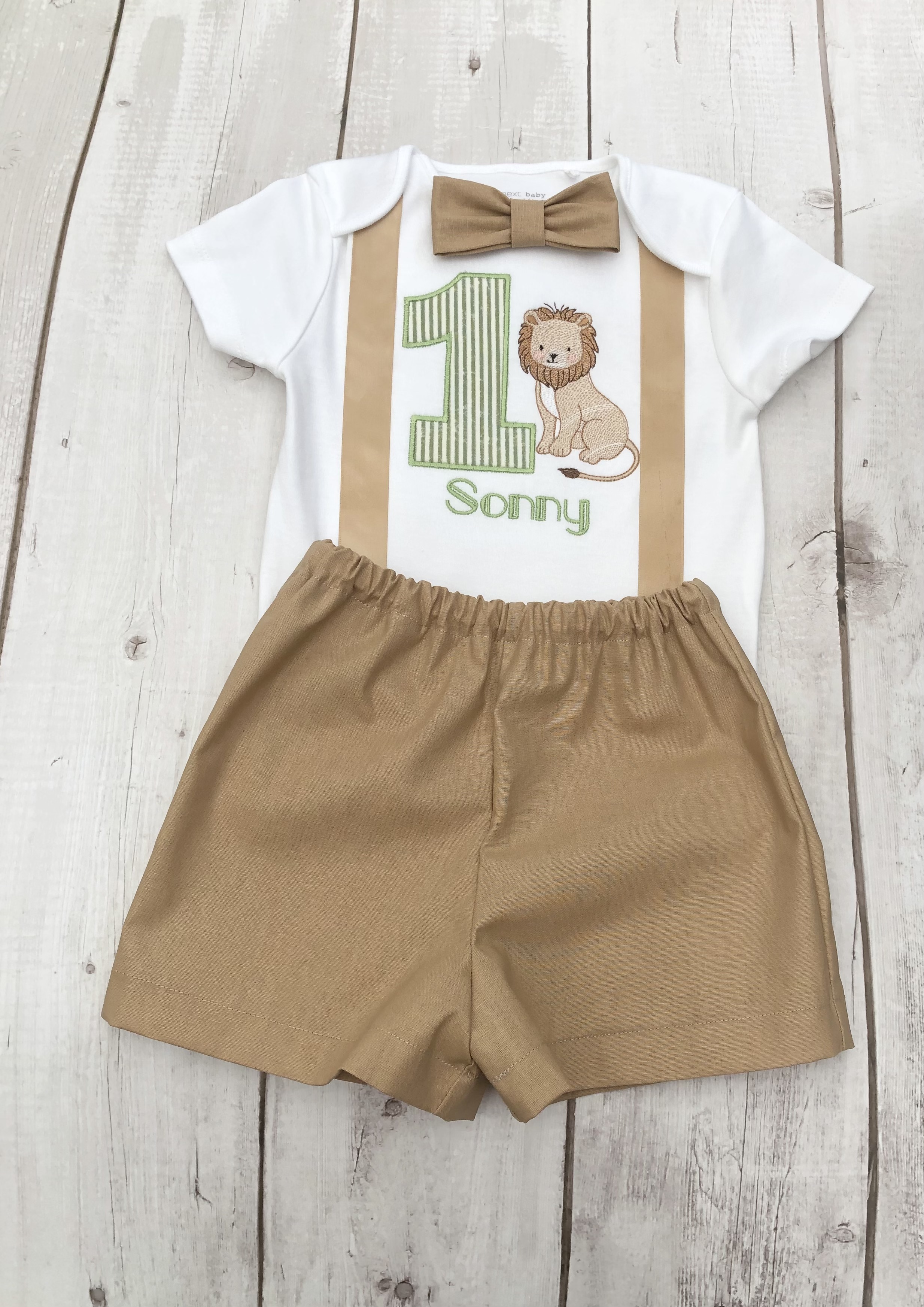 Boys lion birthday outfit - Tan