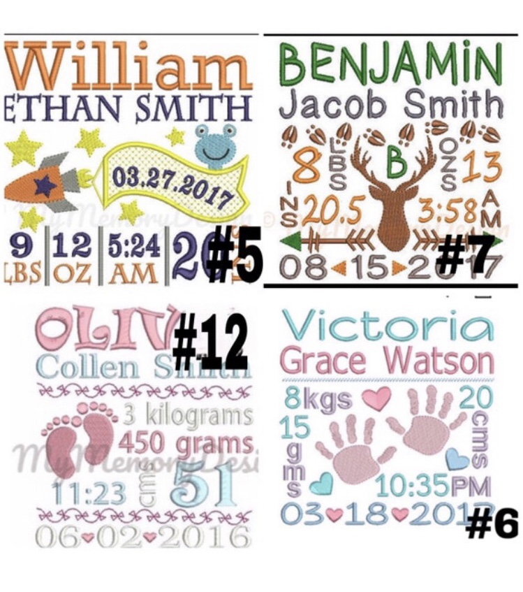 Personalised embroidered cow birth stat teddy