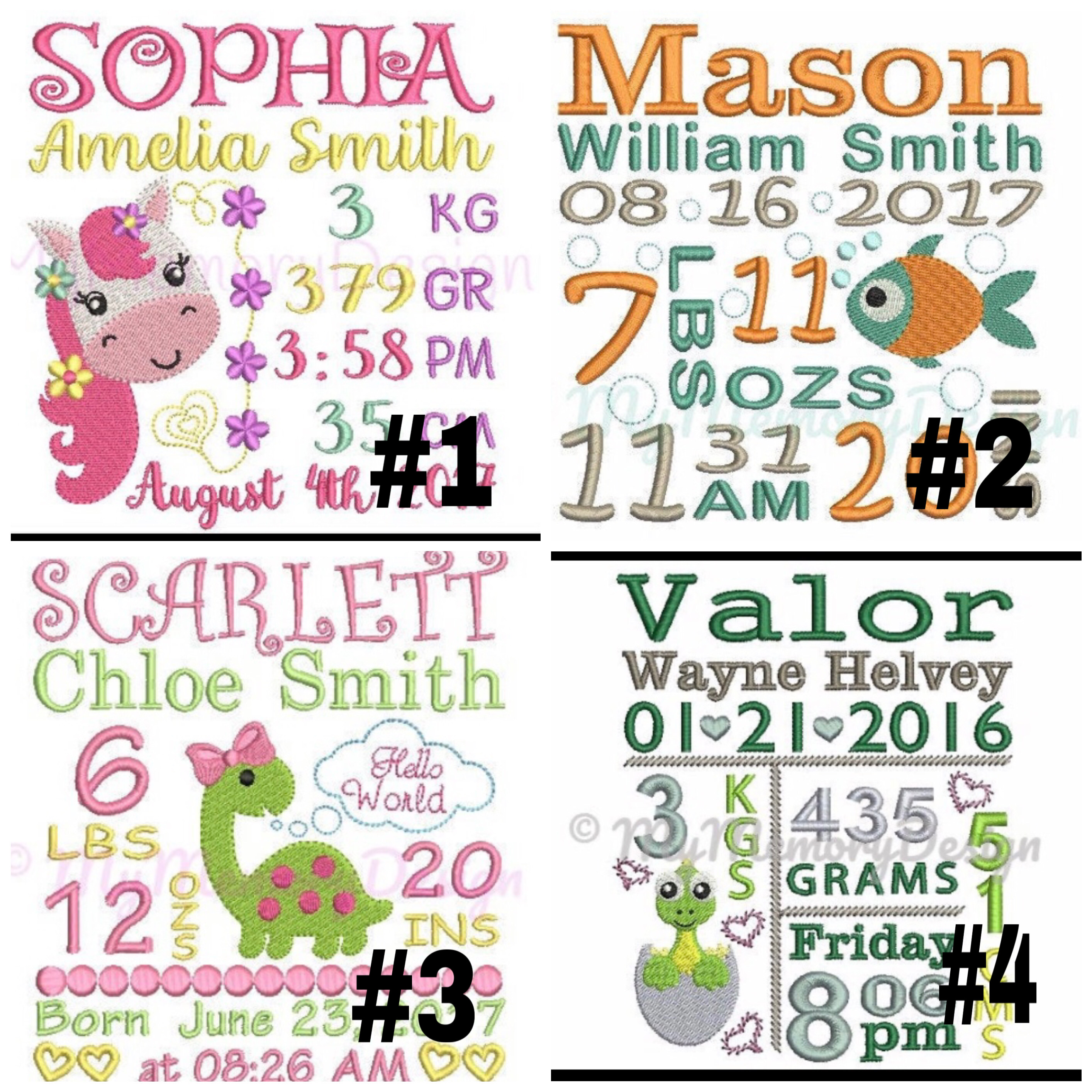 Personalised embroidered Dinosaur birth stat teddy