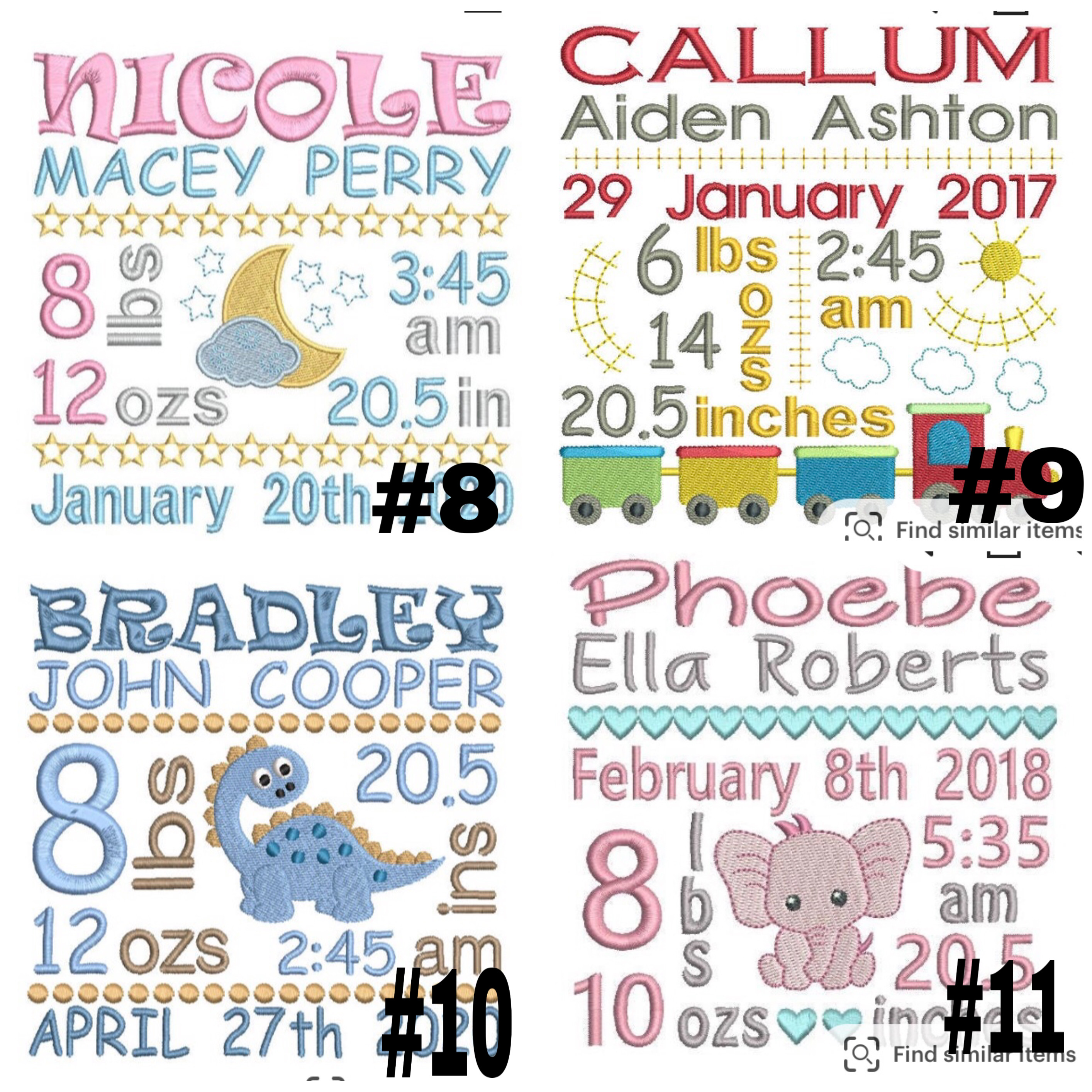 Personalised embroidered Dinosaur birth stat teddy