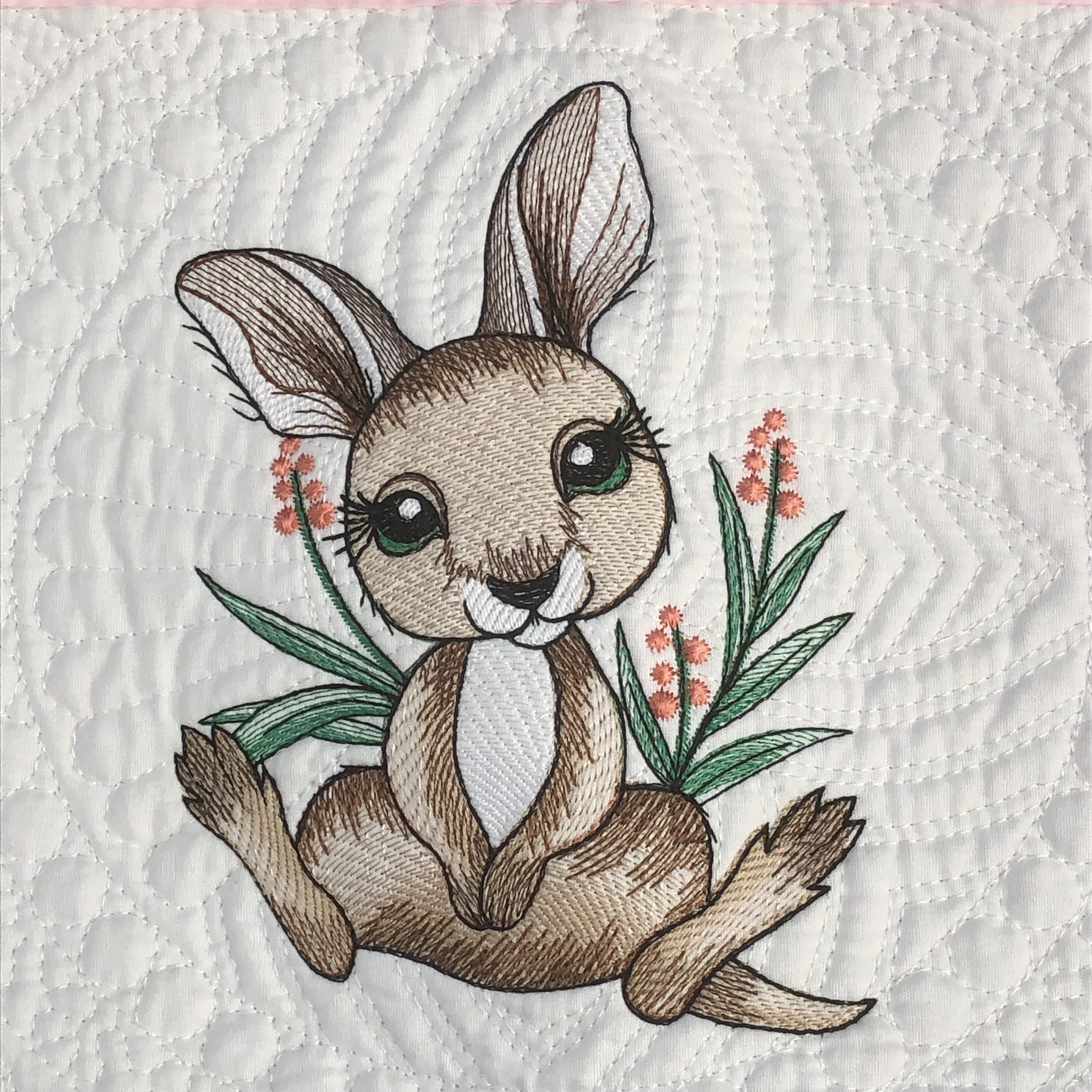 Personalised embroiderd  baby quilt mint  border