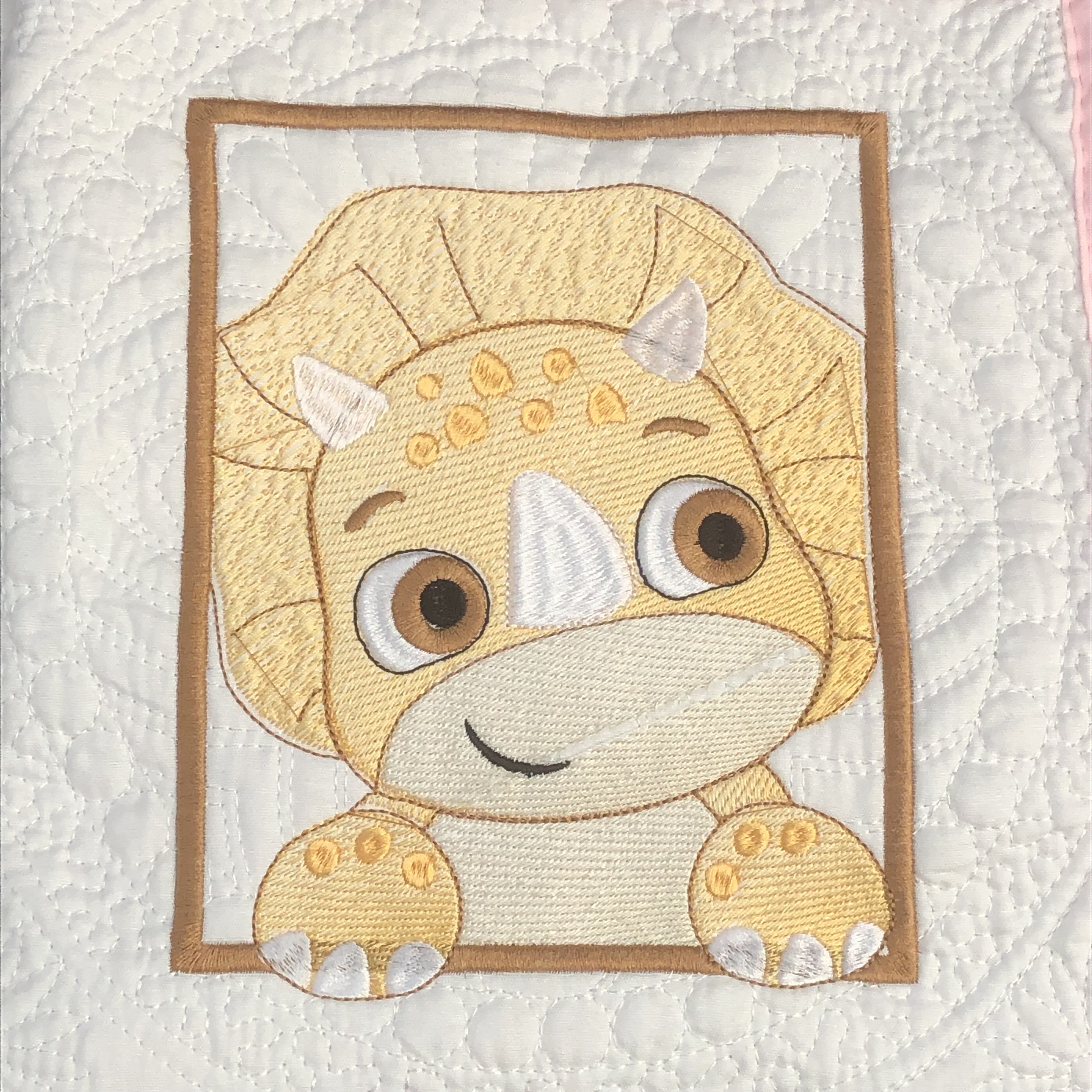 Personalised embroiderd  baby quilt teal border