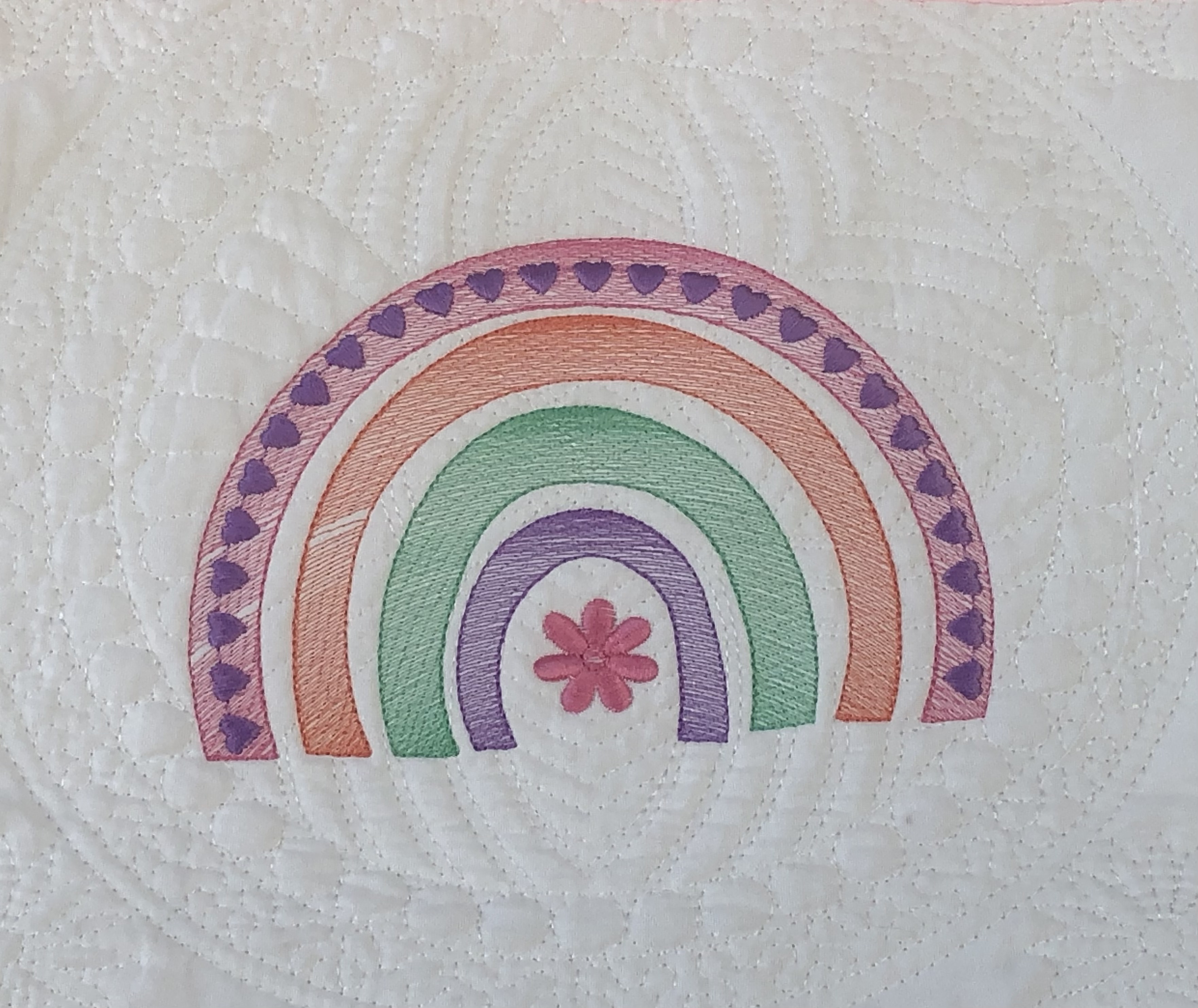 Personalised embroiderd  baby quilt hot pink border