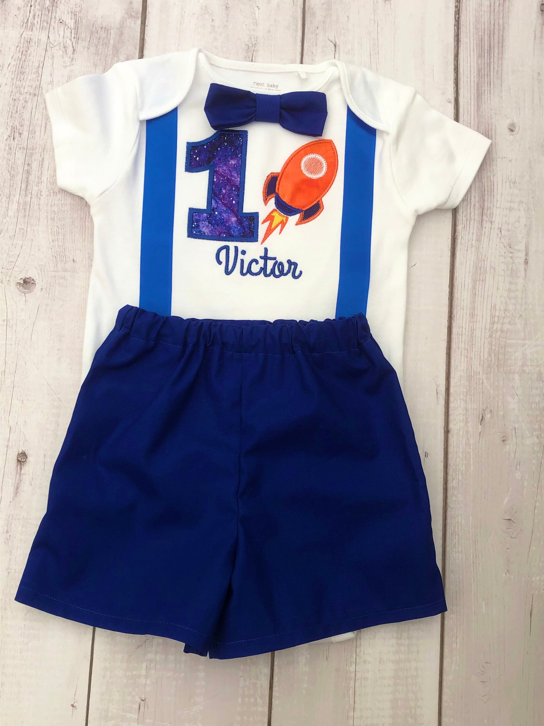 Boys Rocket birthday outfit - blue