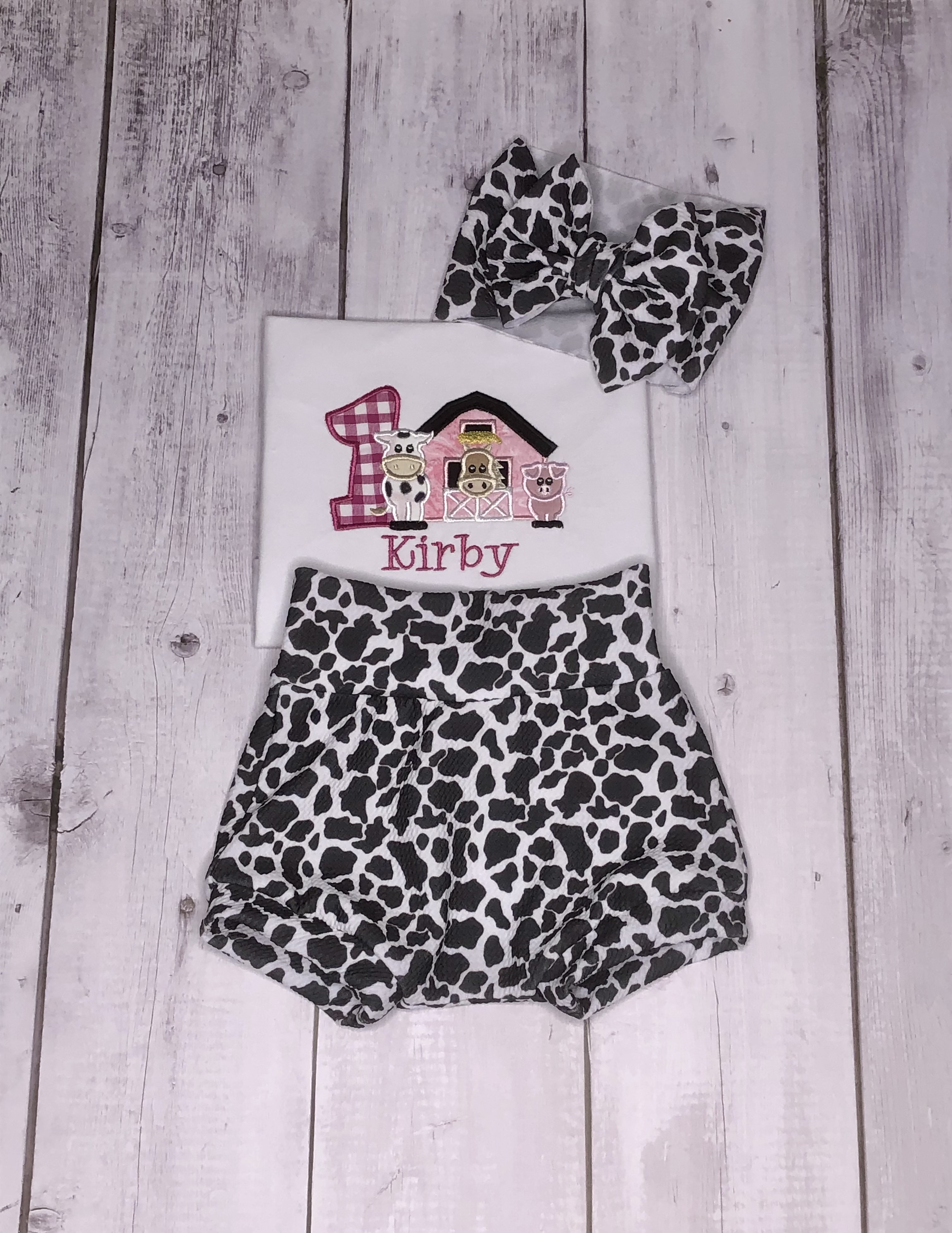 Girls barnyard  bummies birthday outfit