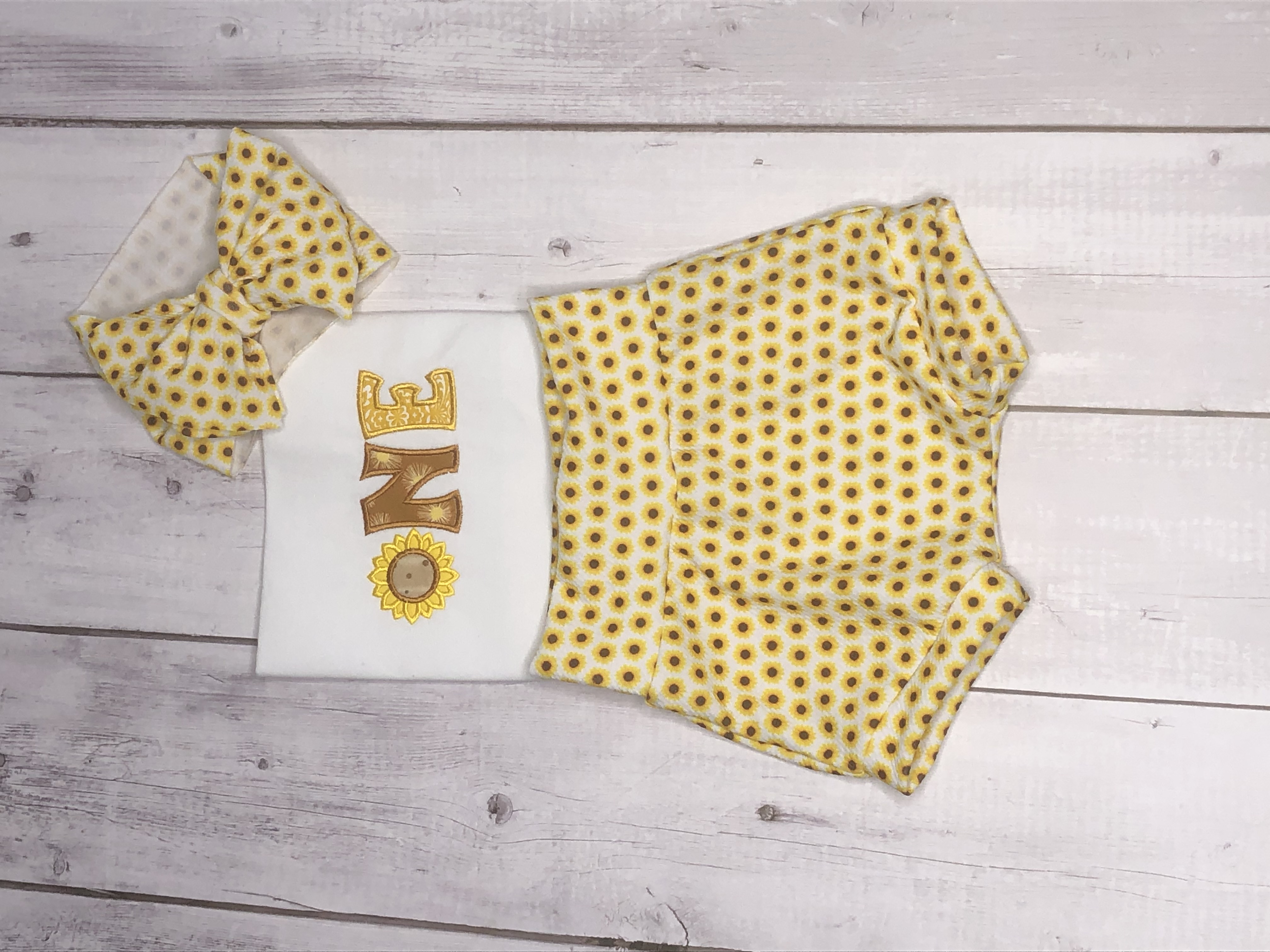 Girls sunflower  bummies birthday outfit
