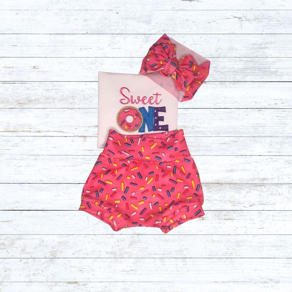 Girls sweet one bummies birthday outfit