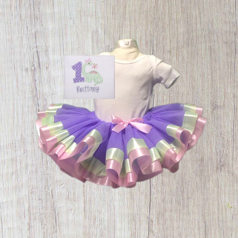 Personalised girls dinosaur birthday outfit