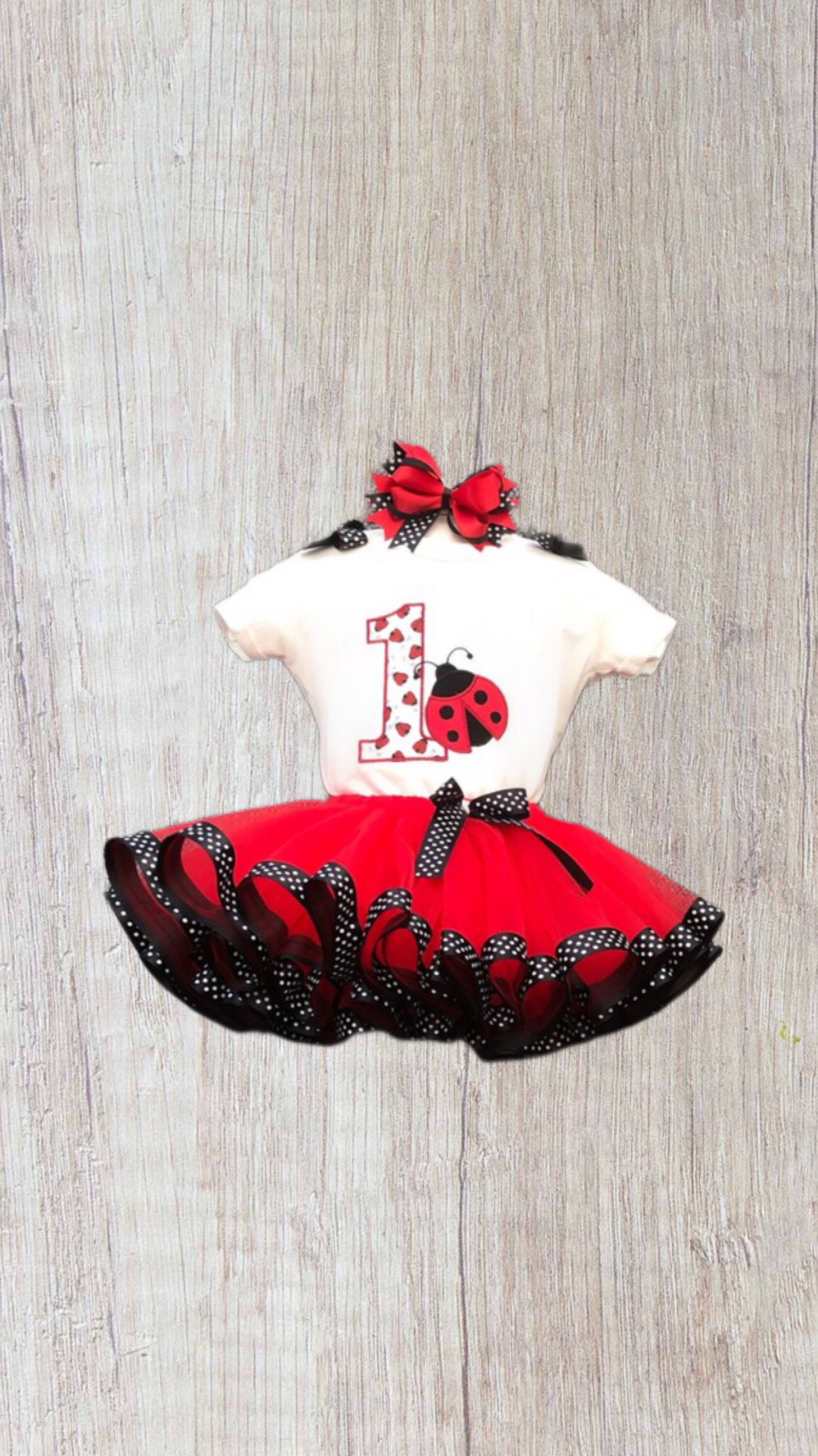 Personalised girls ladybird birthday outfit