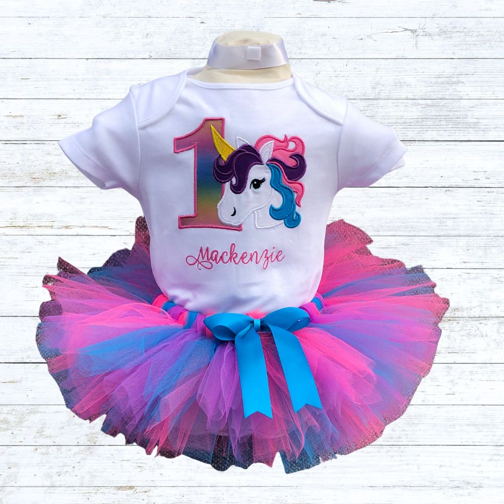 Personalised girls unicorn birthday outfit