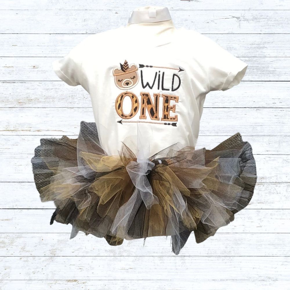 Personalised girls wild one tutu birthday outfit