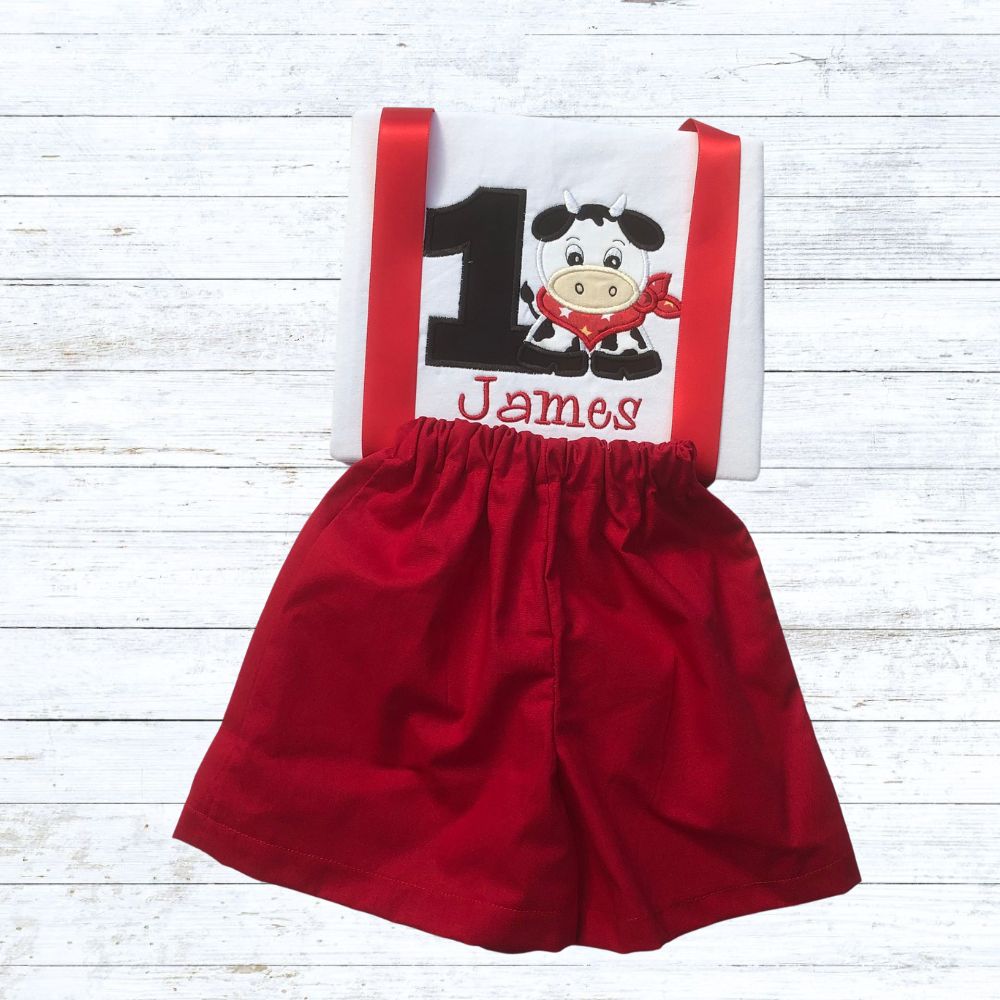 Boys cow birthday outfit
