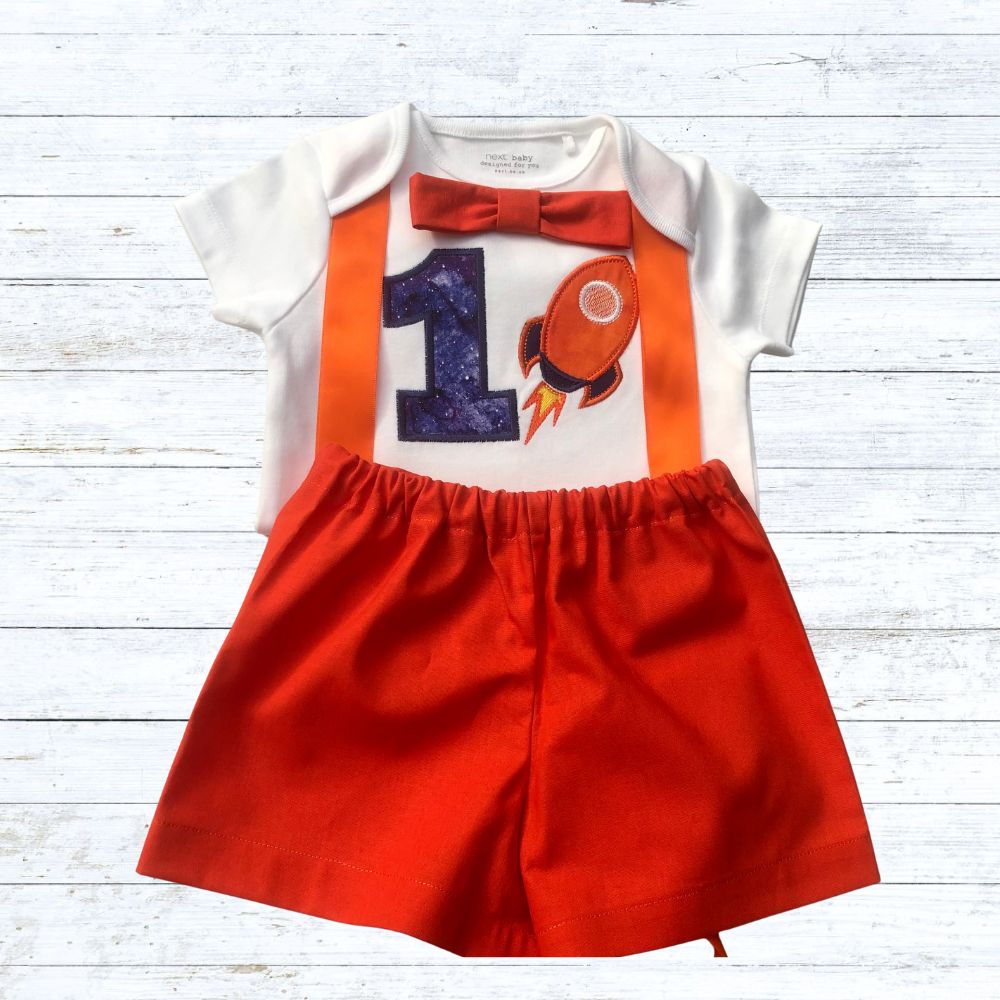 Boys rocket birthday outfit