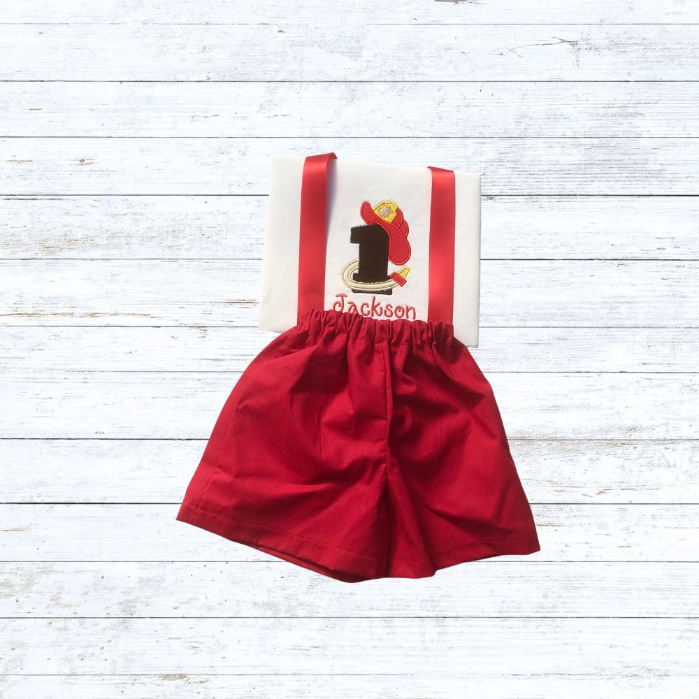 Boys fireman birthday outfit