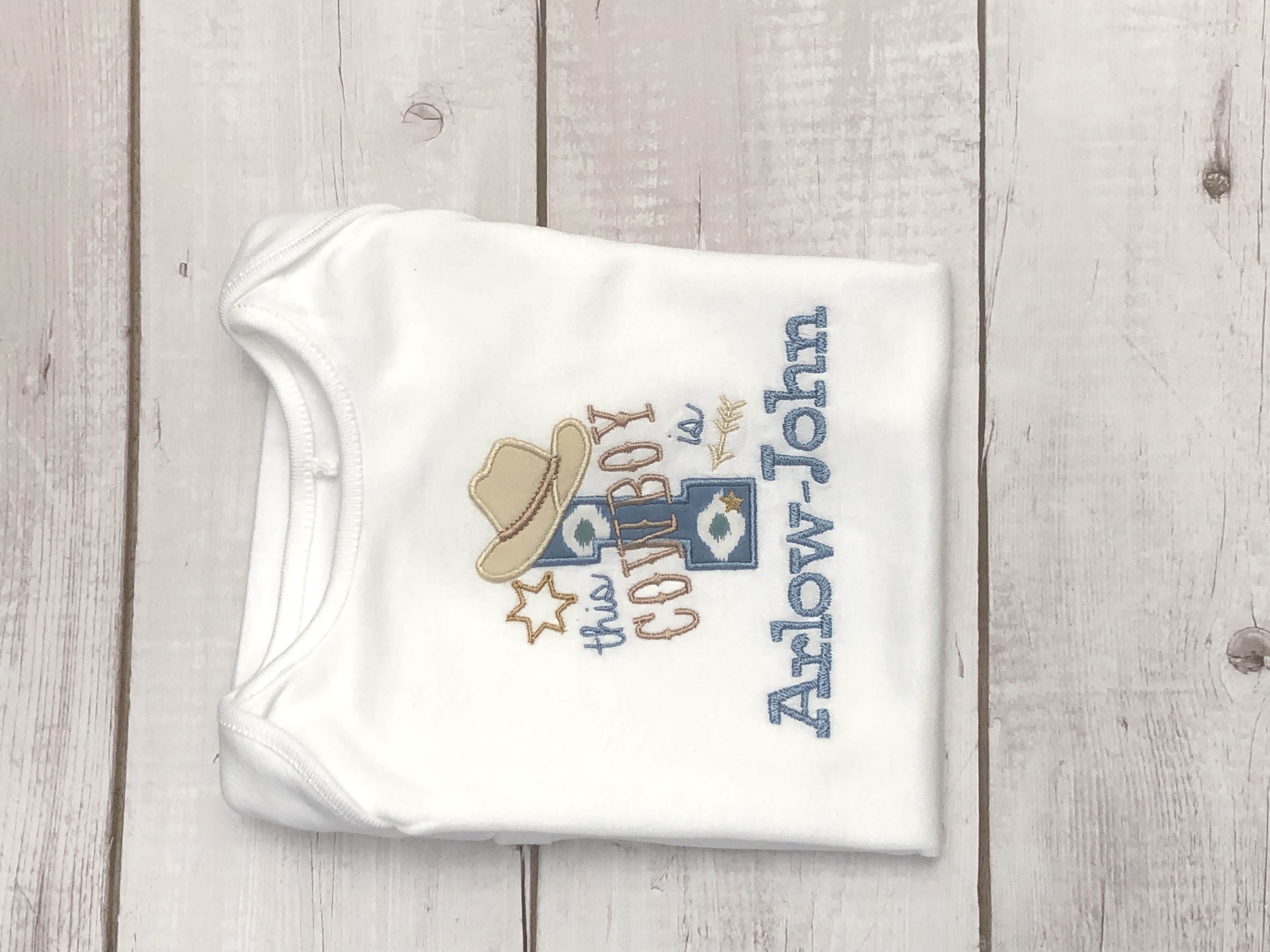 Boys blue cowboy birthday shirt