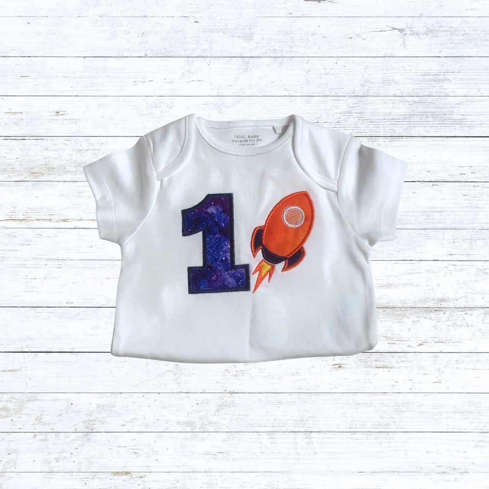 Boys rocket birthday shirt