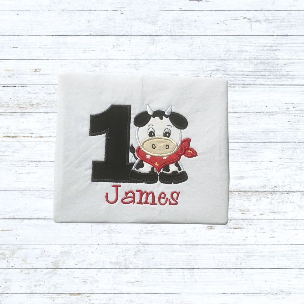 Boys cow birthday shirt