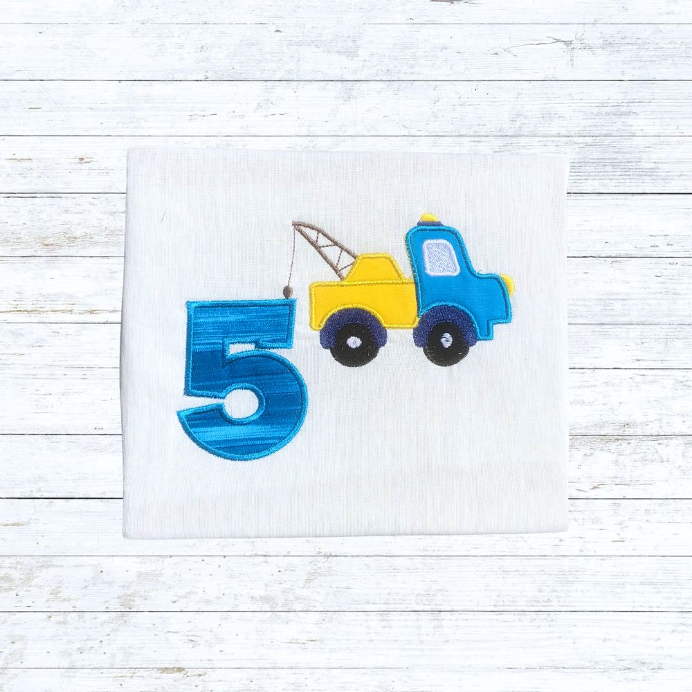 Boys tow truck birthday shirt