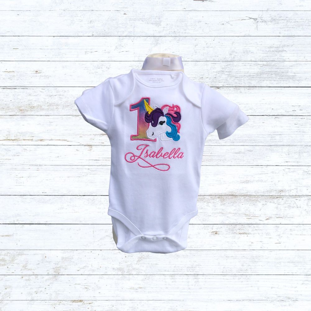 Girls Unicorn birthday shirt - bright