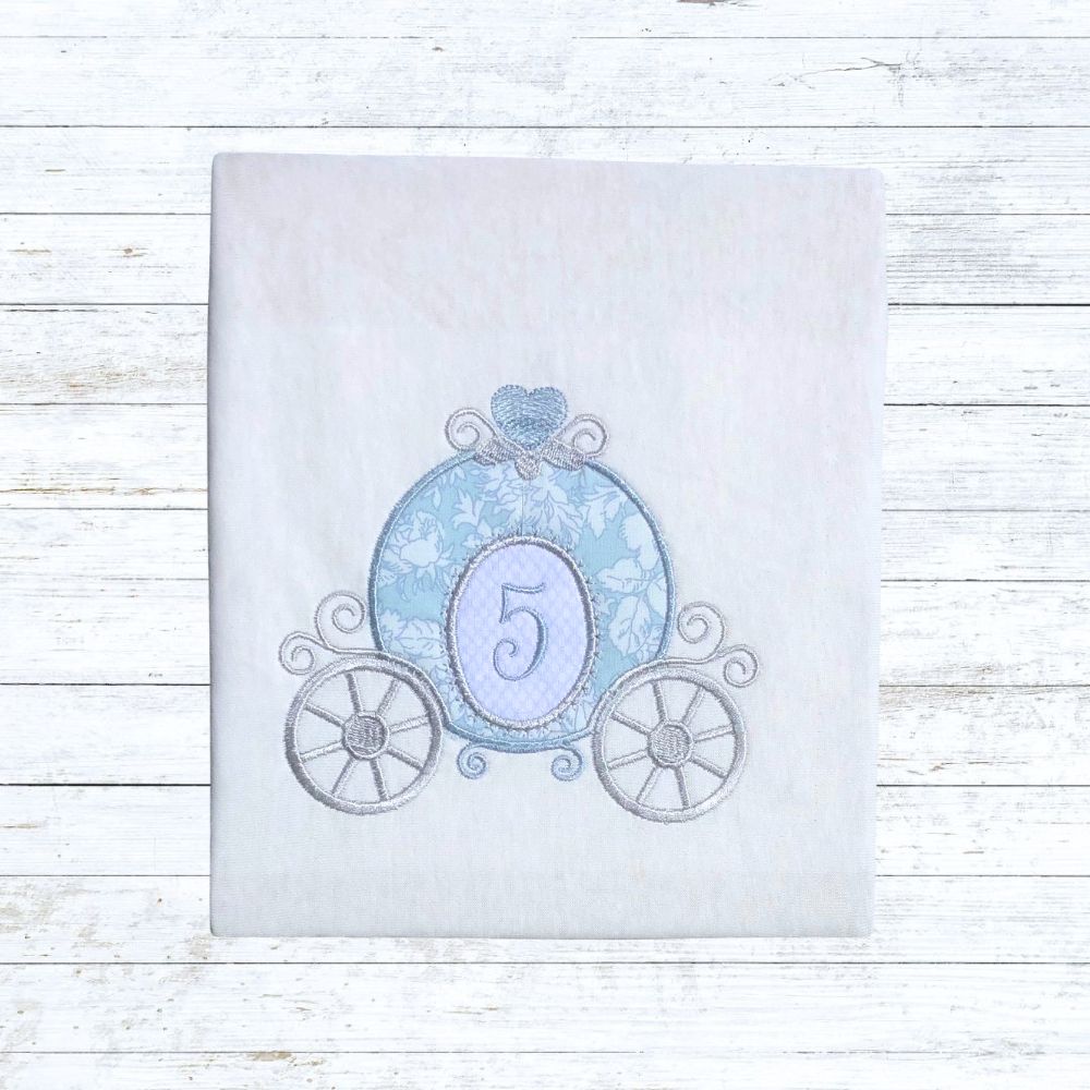 Girls princess birthday shirt- blue silver
