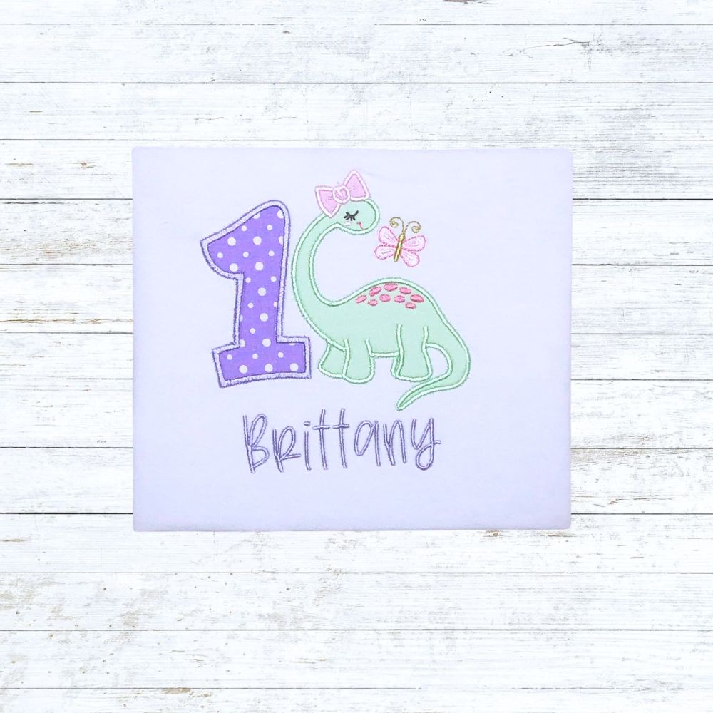 Girls dinosaur birthday shirt