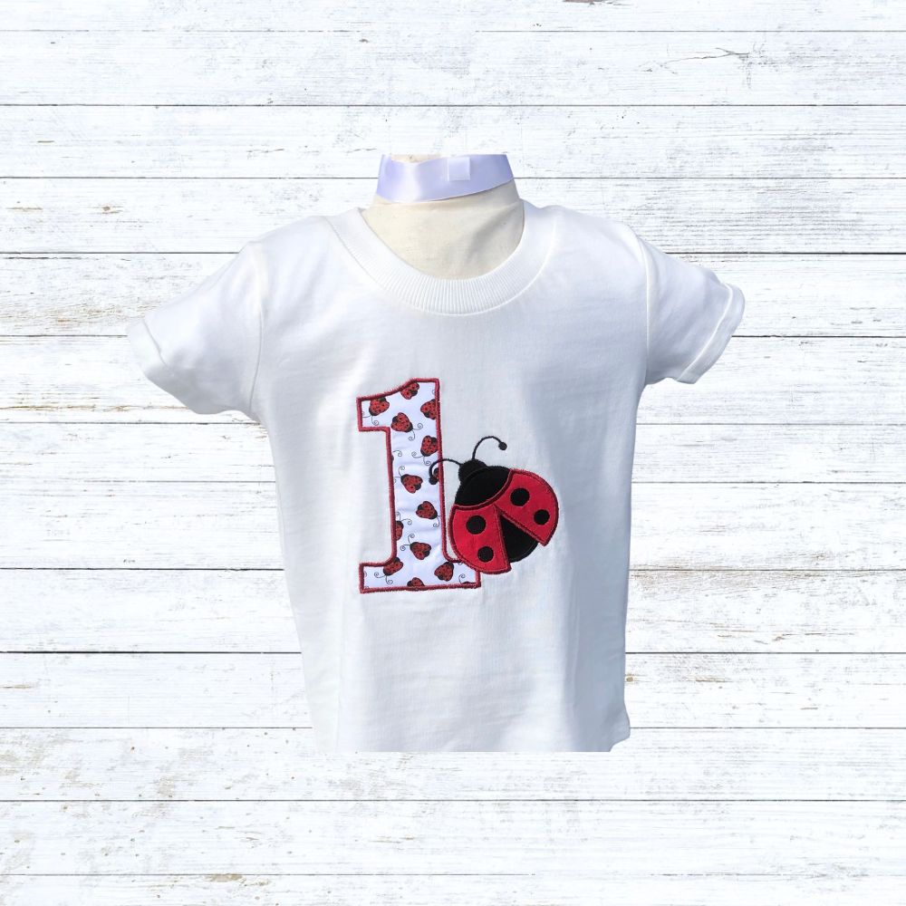 Girls ladybug birthday shirt