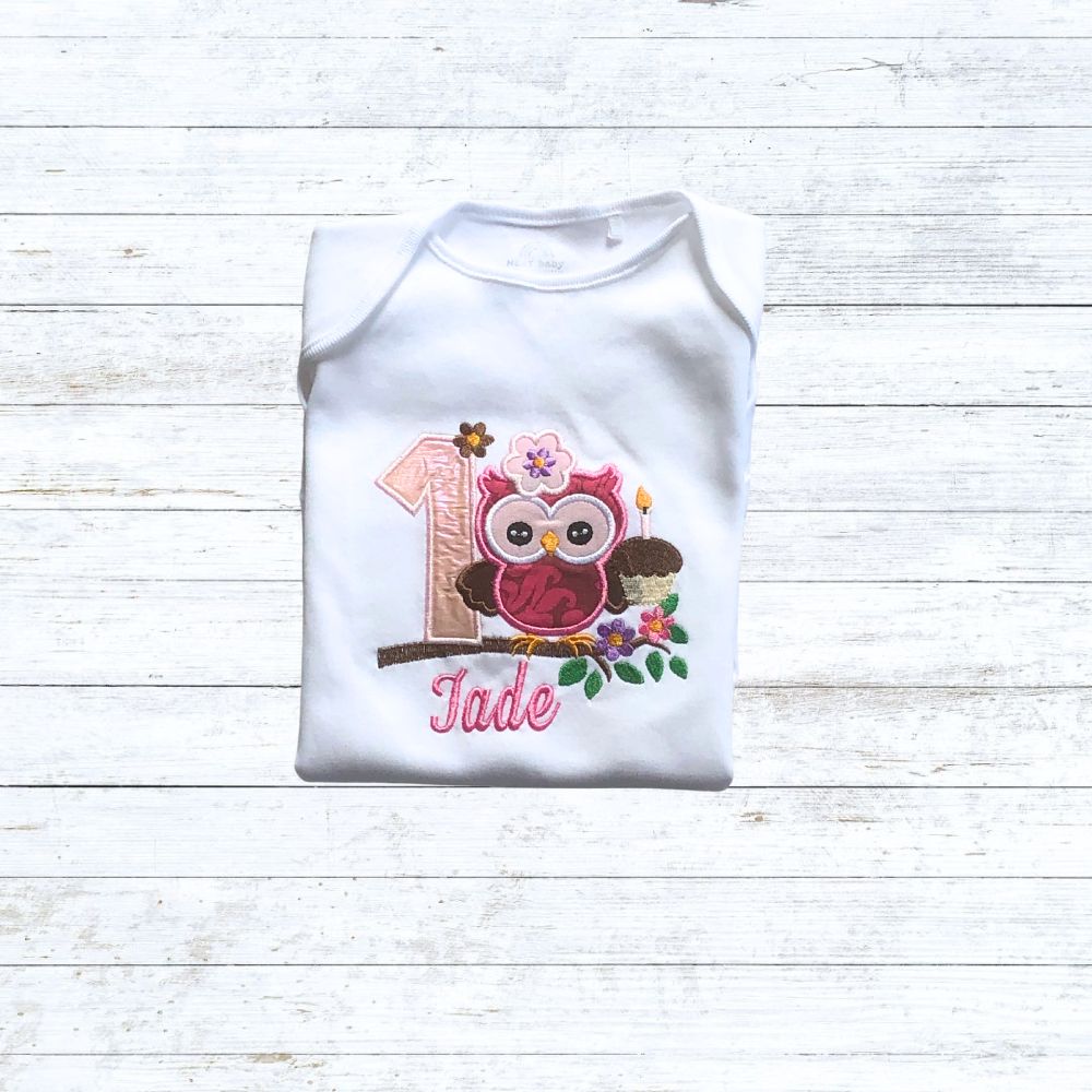 Girls owl birthday shirt
