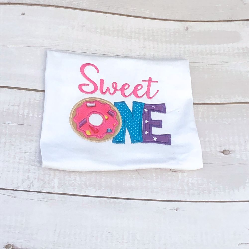Girls sweet one donut birthday shirt