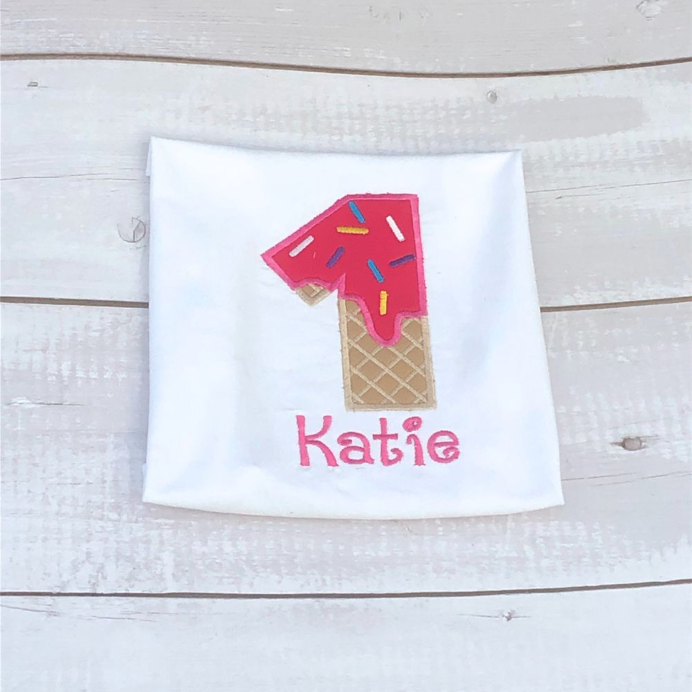 Girls icecream number birthday shirt