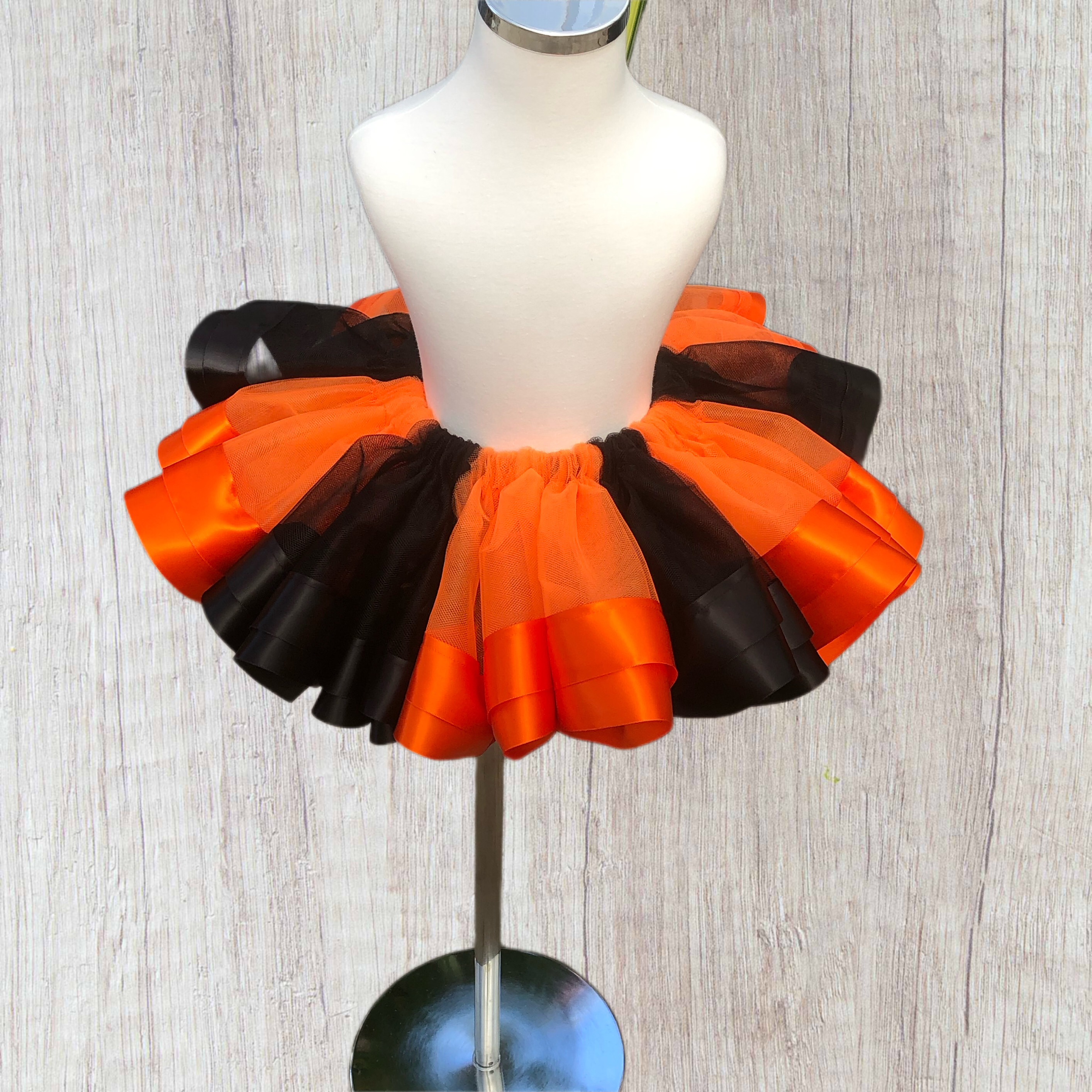  Ribbon trim tutu - black and orange tulle and ribbon