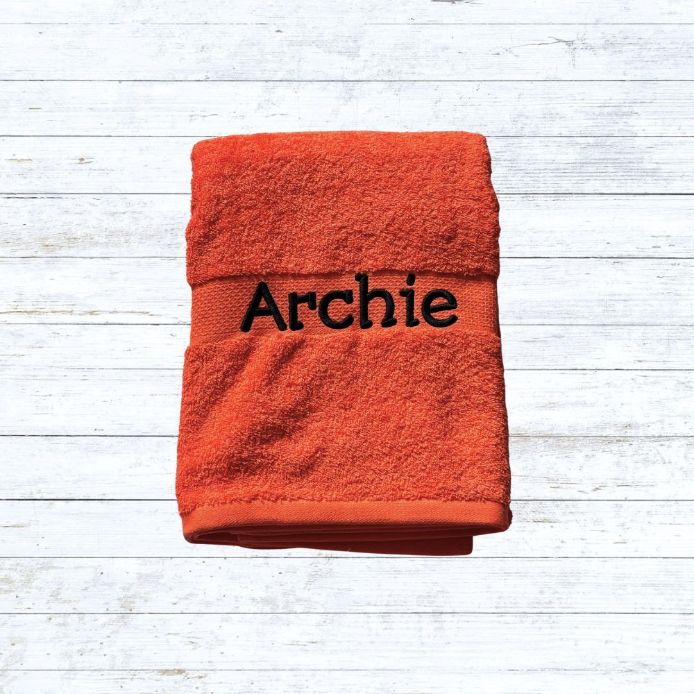 Personalised embroidered name bath towels for kids