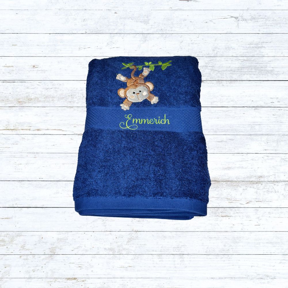 Personalised embroidered Monkey bath towels for kids