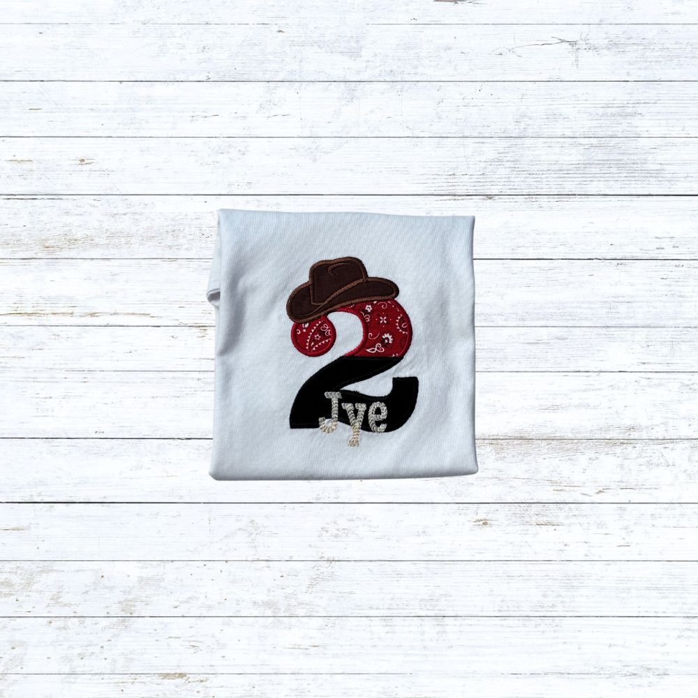 Boys cowboy birthday shirt - red/black