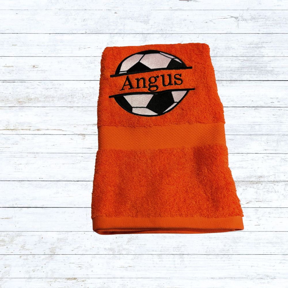 Personalised embroidered soccer bath towels for kids