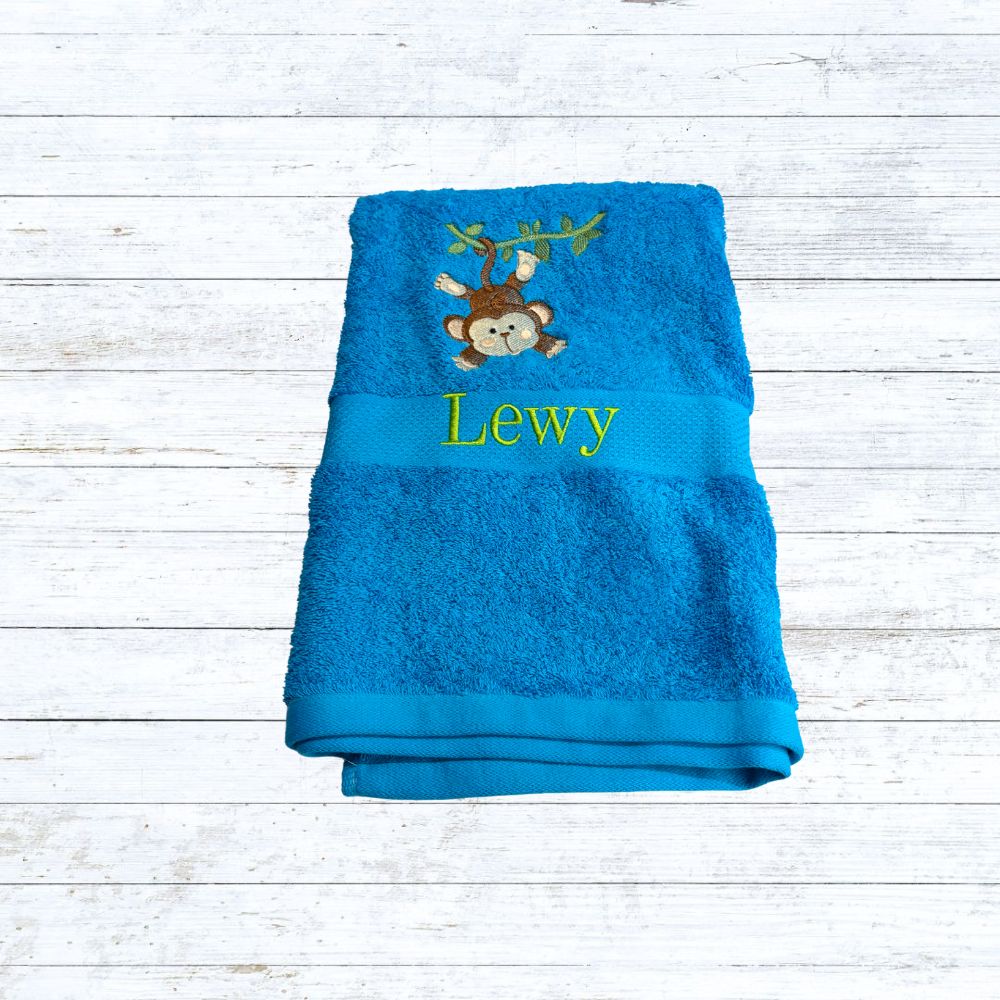 Personalised embroidered Monkey bath towels for kids