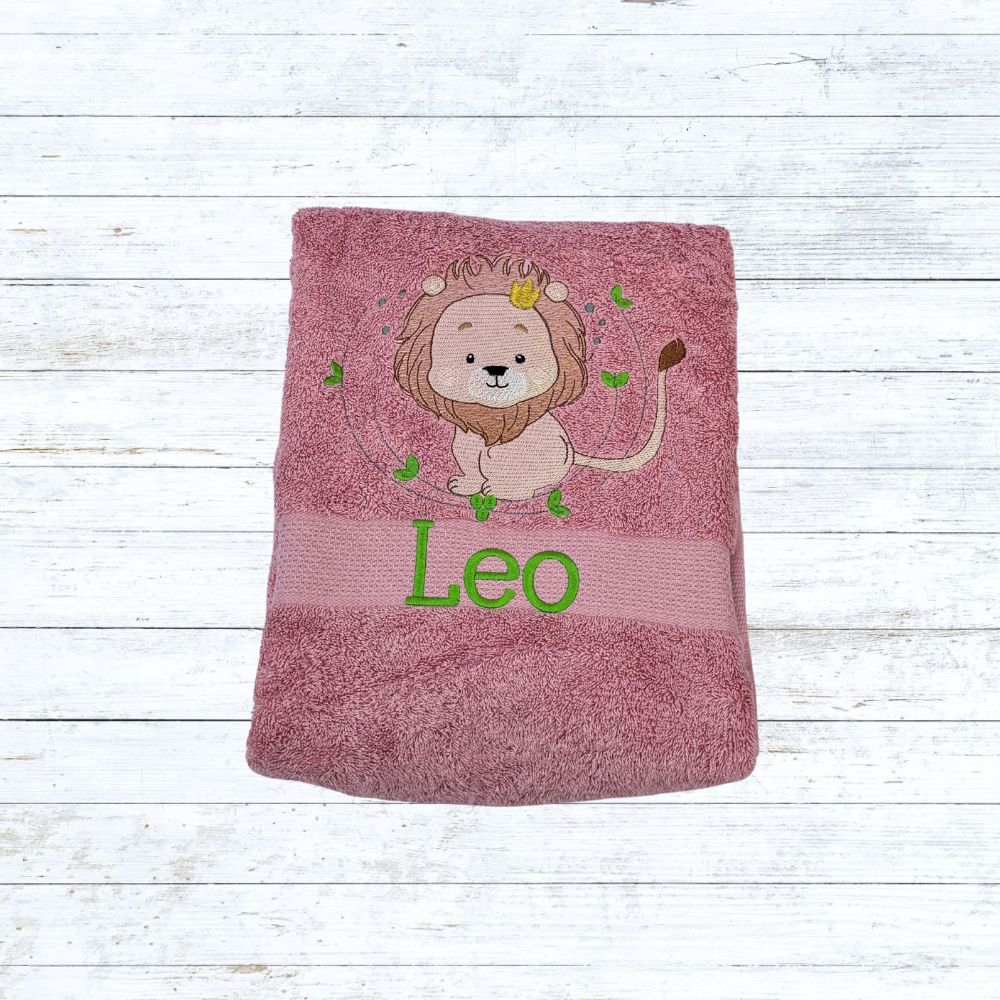 Personalised embroidered Lion bath towels for kids
