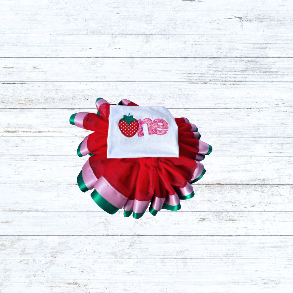 Personalised girls strawberry birthday outfit