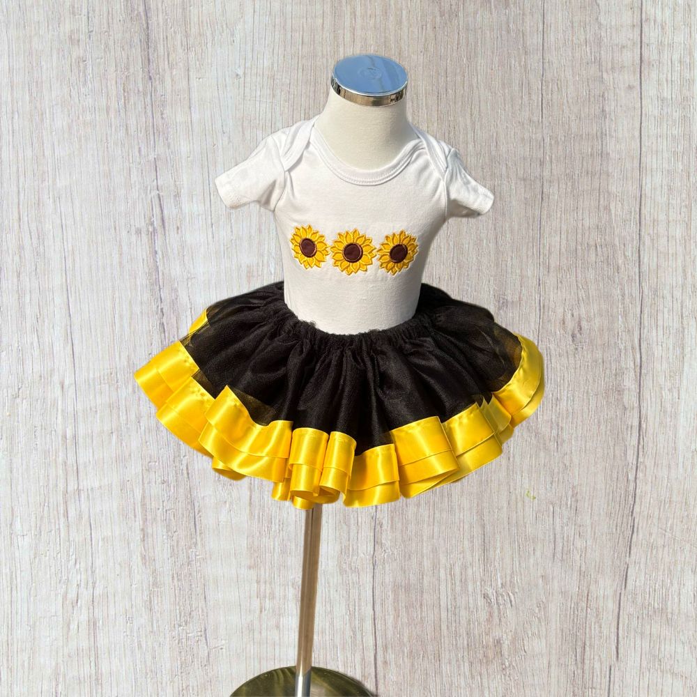 Personalised girls sunflower birthday  tutu outfit