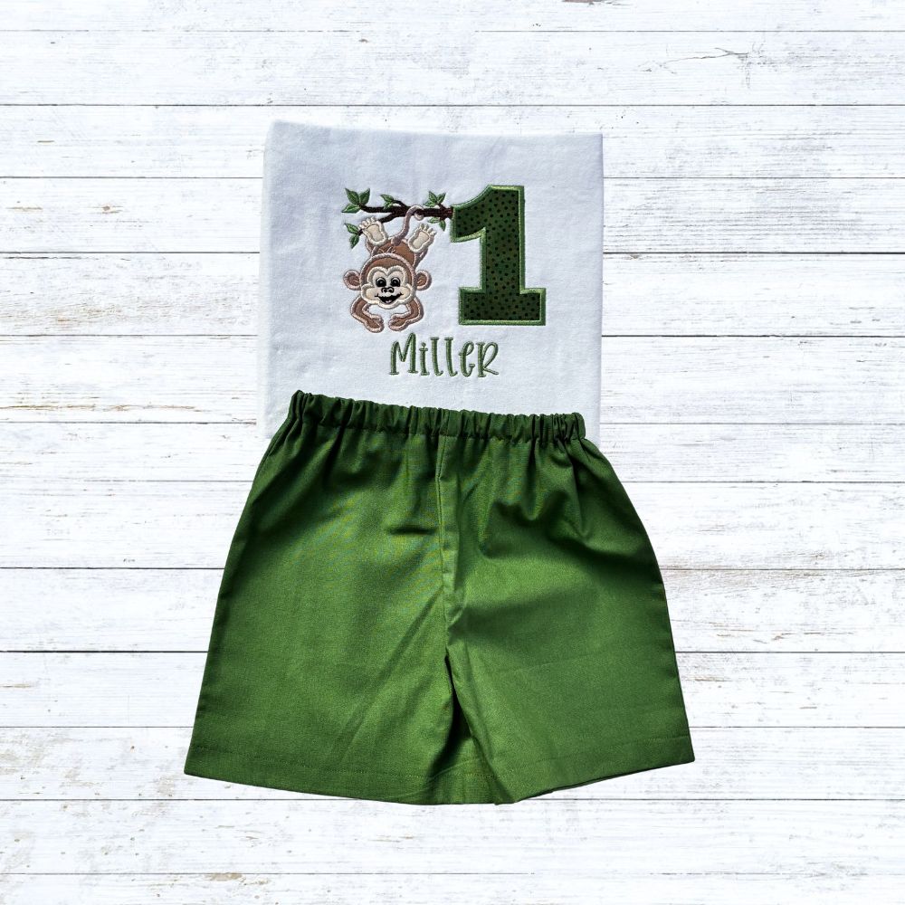 Boys monkey birthday outfit