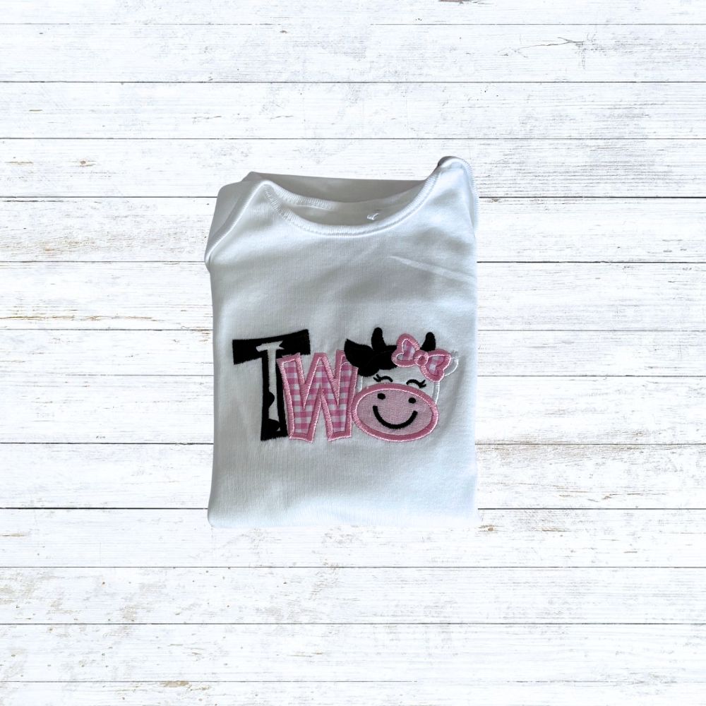 Girls cow head birthday shirt