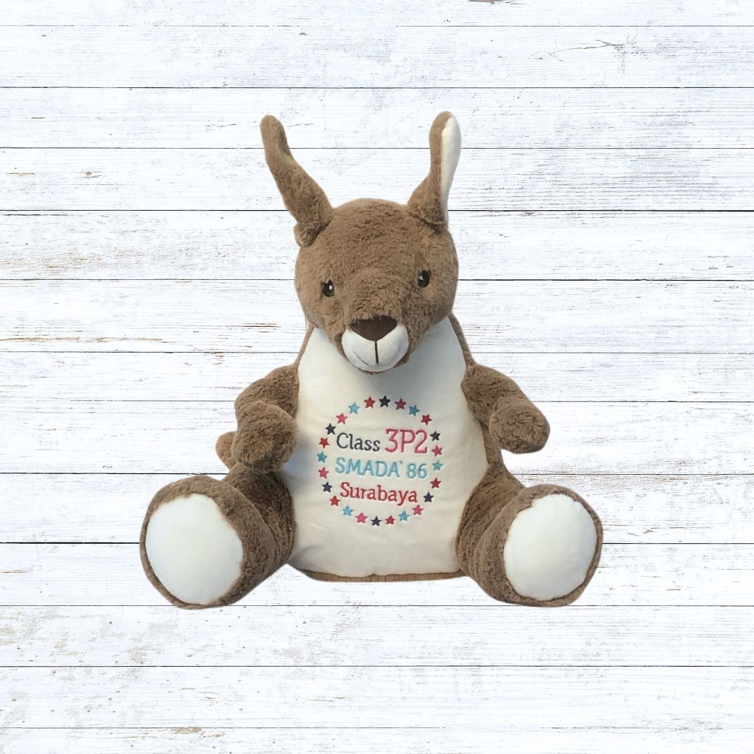 Personalised embroidered Kangaroo birth stat teddy