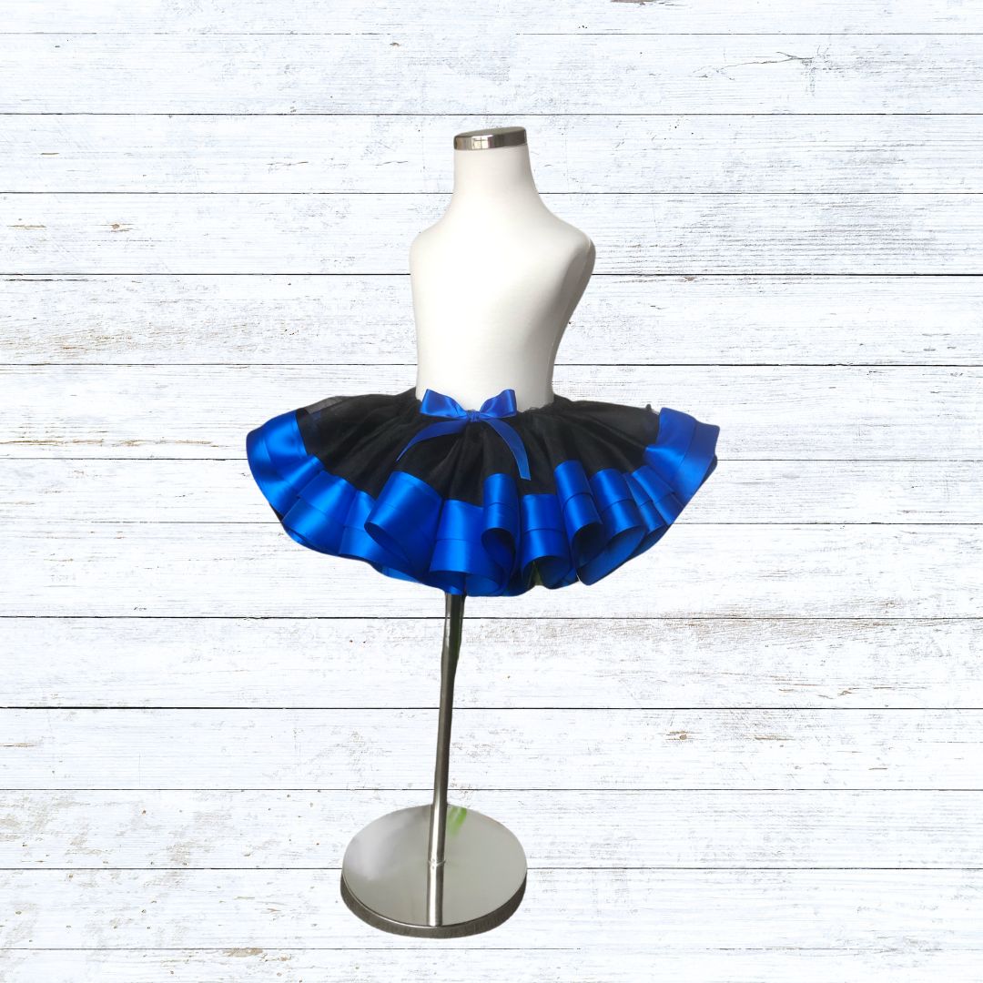  Ribbon trim tutu- black tulle royal ribbon